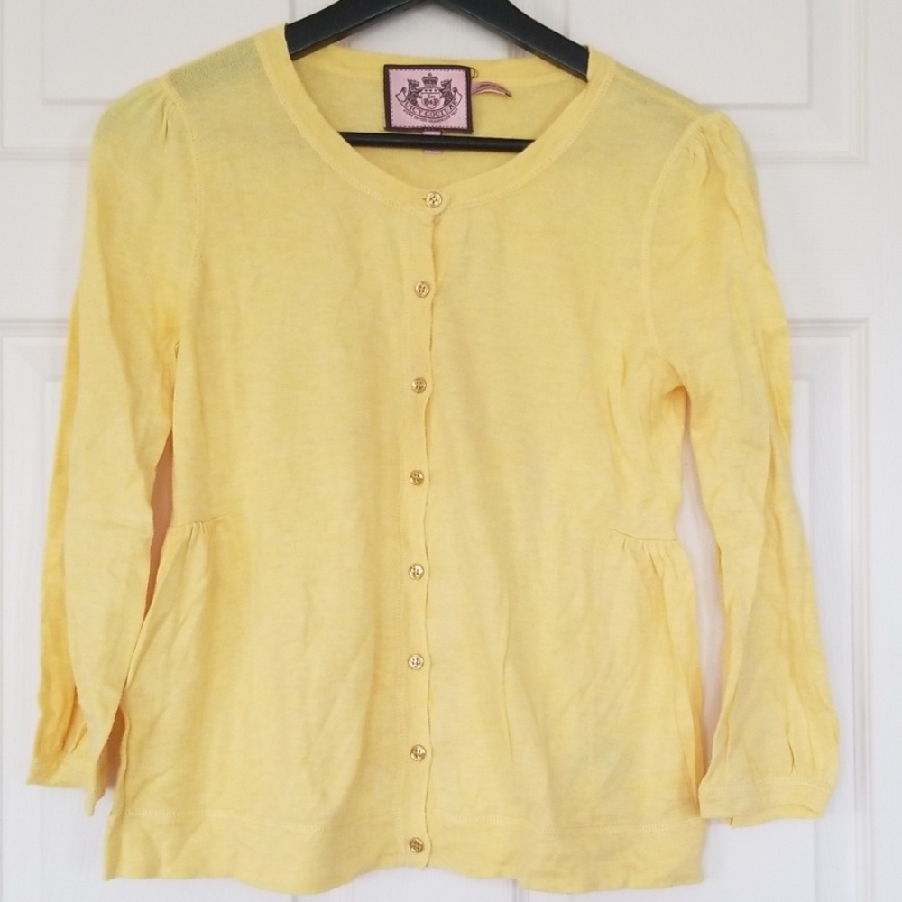 Juicy Couture sweater button up cardigan yellow size small